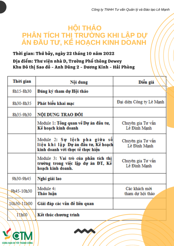 Hội thảo "Phân tích thị trường khi lập dự án đầu tư và kế hoạch kinh doanh" 1 PHÂN TÍCH THỊ TRƯỜNG KHI LẬP DỰ ÁN ĐẦU TƯ, KẾ HOẠCH KINH DOANH
